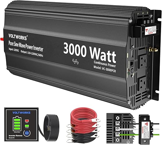 2025 Buyer’s Guide: Best 3000W RV Inverters 1 3000Watt Pure Sine Wave Inverter 12V DC to 110V 120V AC with UL Fuses 3000W Power Inverter for Home RV Truck Off-Grid Solar with AC Hardwire 30A Compatible with Lithium Battery VOLTWORKS
