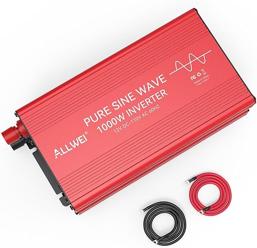 Best Pure Sine Wave Inverters in 2025 – What We Recommend 2 ALLWEI Pure Sine Wave Inverter - 1000 Watt Inverters 12V DC to 110V/120V AC Converter for Home, RV, Truck, Off-Grid Solar, Car Power Inverter with 2 Sockets, Power Inverters for Vehicles, 2000W Peak